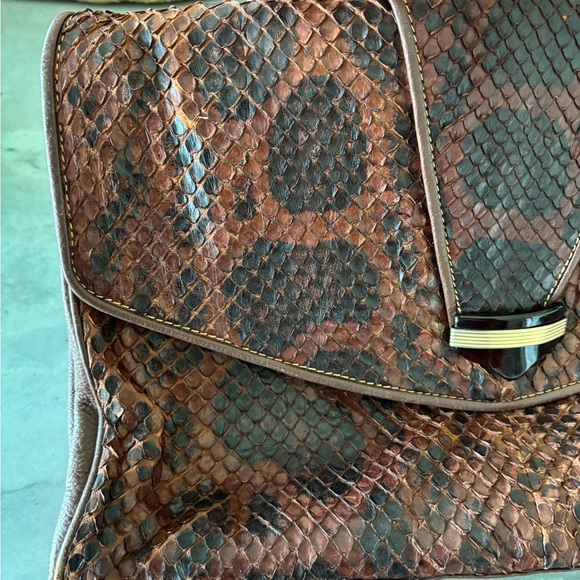 Vintage 1960’s Brown Snake Print Women's Bag - Picture 5 of 9